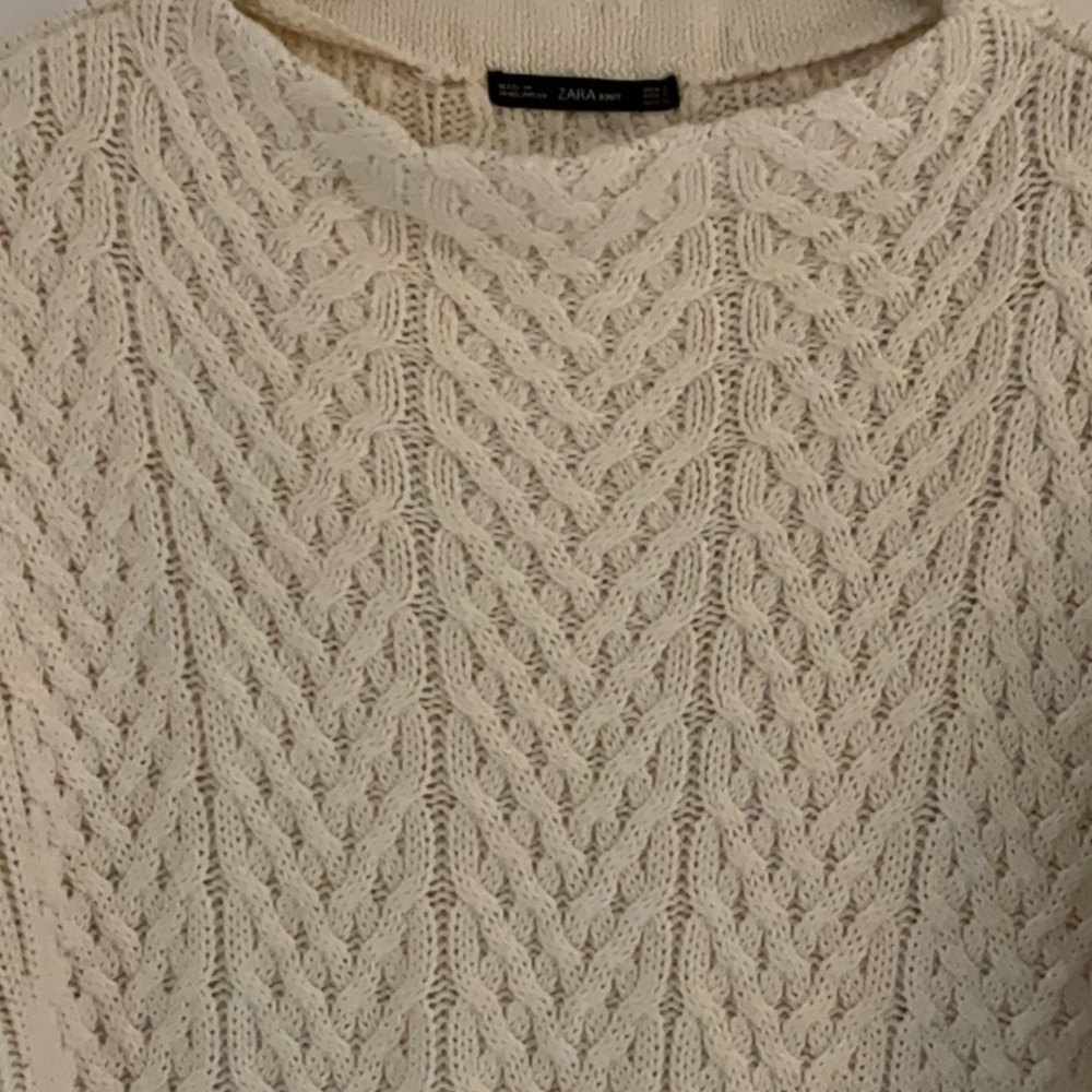 Zara Knit Cable Knit Long Sleeve Sweater, Size S, Cream - Picture 3 of 5